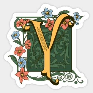 Art Nouveau Letter Y, Ornamental Letter Y, Art Deco Sticker